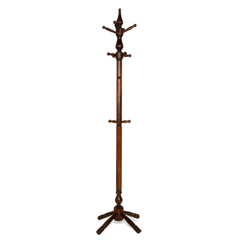 REFILYA Wooden Coat Rack FreeStanding Stand 68" Classy Clothing Rack with 11 Hooks Triangle Support for Coats, Hats, Bags, Purses for Entryway, Hallway, Rlack, Bedroom, Office Sturdy Beech Wood Stand Handmade Stable Coat Rack Stand