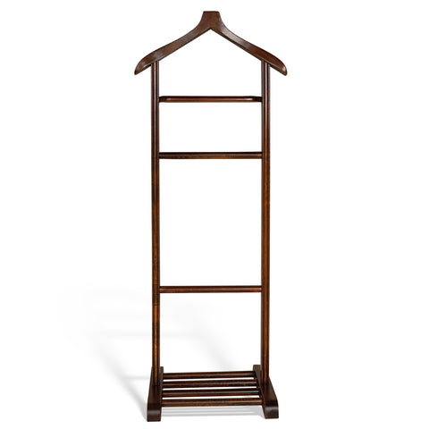 REFILYA Wood Valet Stand, Clothes Rack for Men/Women Wooden Coat and Shoe Rack Suitable for Usage at Offices/Houses/Bedrooms, Handmade Sturdy Easy Setup