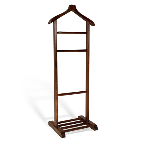 REFILYA Wood Valet Stand, Clothes Rack for Men/Women Wooden Coat and Shoe Rack Suitable for Usage at Offices/Houses/Bedrooms, Handmade Sturdy Easy Setup